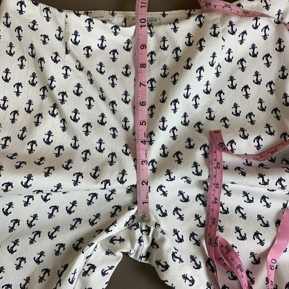 Charter Club Anchor Print Pants Off White Navy Nautical Classic Fit Womens 10 - Picture 11 of 14